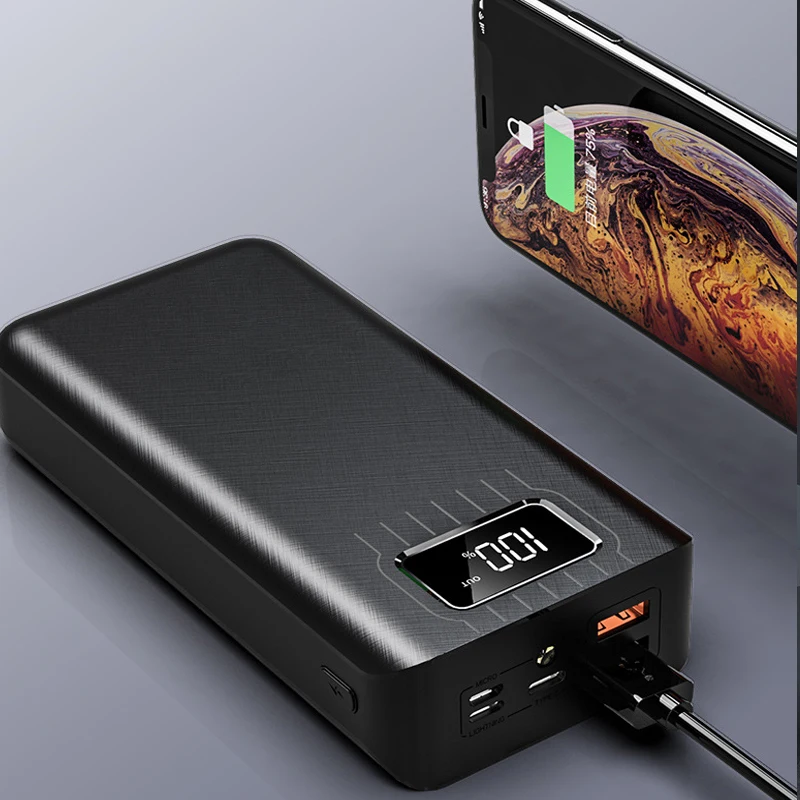 Быстрое зарядное устройство 30000 мАч TypeC Micro USB power Bank светодиодный портативный