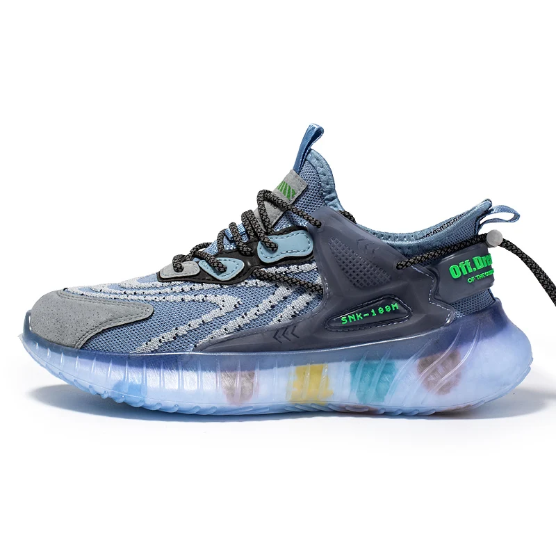

JOGGE Men Casual Shoes New Fashion Luminous shoelaces Breathable Mesh Personality Sneakers Fly Weave Popcorn Men's Sport Shoes