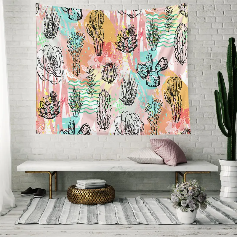 Настенный гобелен с растительным принтом домашний декор полиэстер рисунок