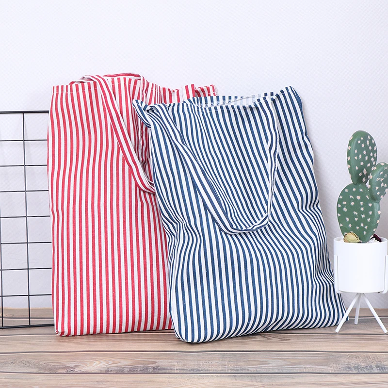 

Fashion Stripe pattern linen bag tote ECO shopping outdoor canvas shoulder bags