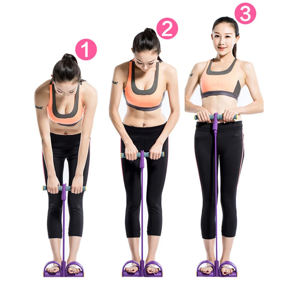 

1 Set of 2PCS Four-tube Foot Pedalling Puller Yoga Resistance Band Foot Pulling Band Yoga Sports Band Set Household Exercise Equ
