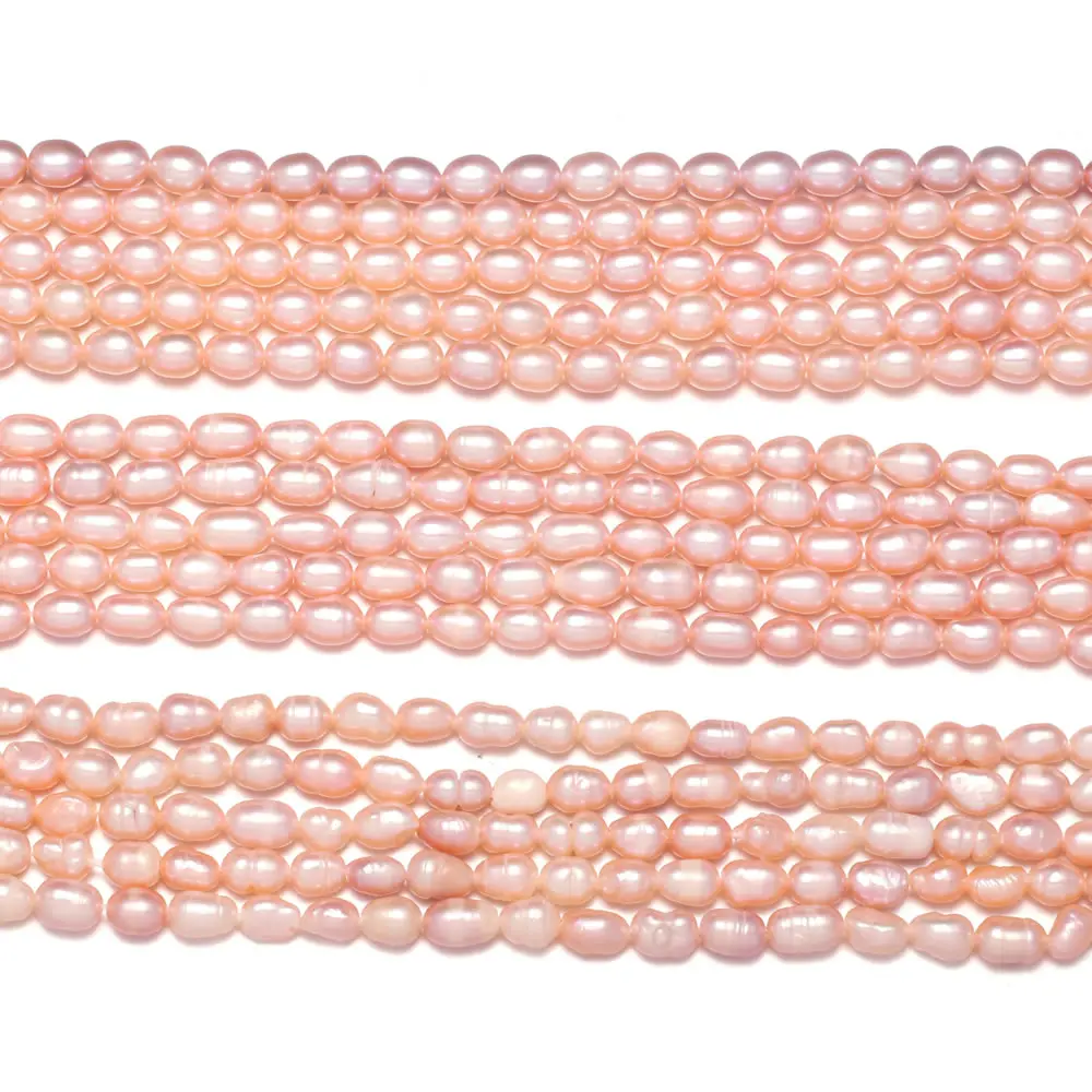 Бусы из натурального пресноводного жемчуга розовый высокое качество A-AAA рисовый