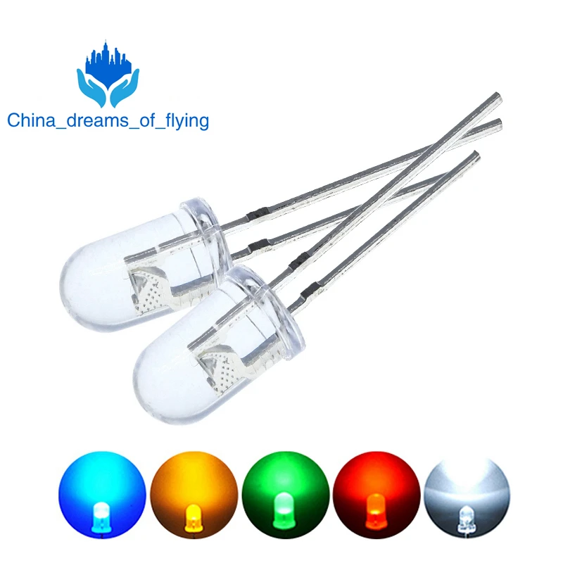 100 шт. высокое качество прозрачный Круглый 5 мм супер яркий вода зеленый красный