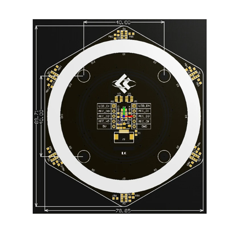 Микрофонный модуль I2S 6 + 1 программируемый светодиодный дисплей RGB с функцией