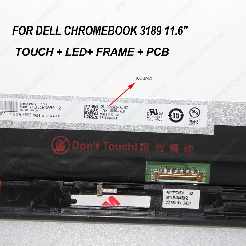 

IPS panel for Dell Chromebook 3189 11.6" Lcd LED display Touch Screen + Bezel Assembly KG3NX notebook digitizer matrix
