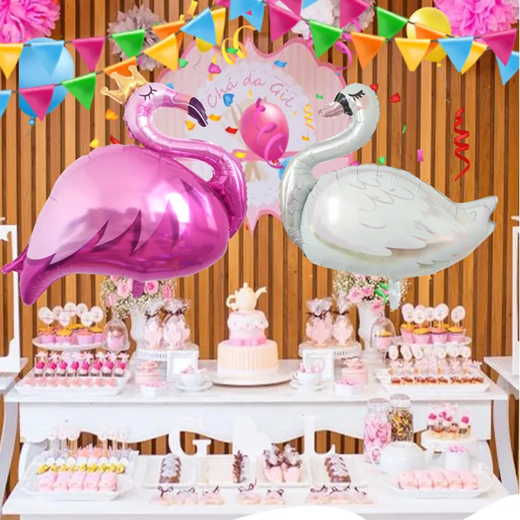 Корона фламинго фольгированный шар Белый лебедь на день рождения фотогелиевые