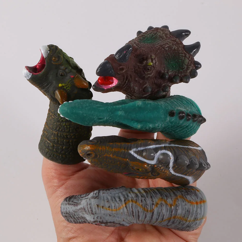 Резиновые игрушки на палец с головой динозавра 5 шт. | Игрушки и хобби