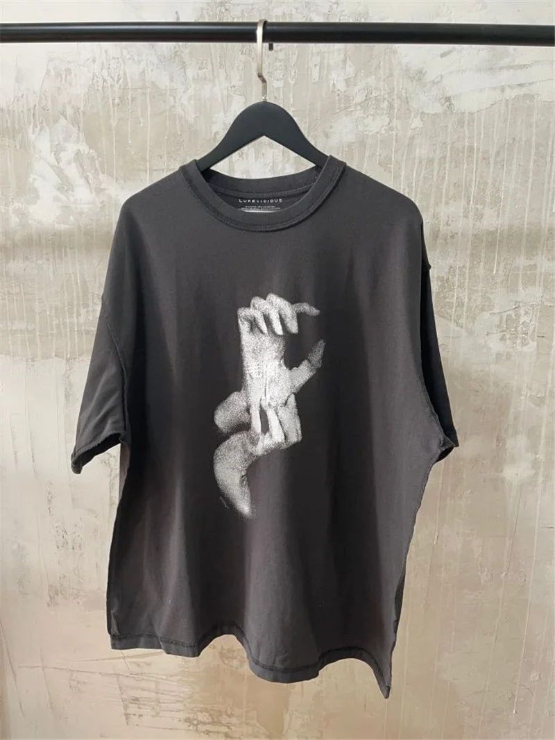 

21FW новейший хип-хоп из ретротяжелой ткани люк порочная футболка для мужчин и женщин с коротким рукавом лучшее качество футболка оверсайз Фу...