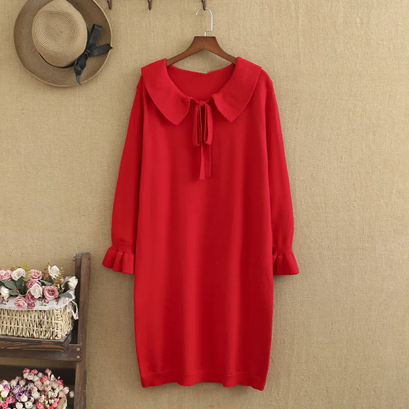 

plus-size dress Women’s A loose dress blouse sweater skirt covering the stomach dress a long winter princess-style undergarment