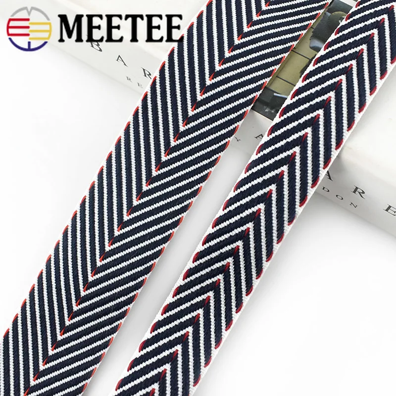 

Meetee 10M 25/30/38mm Polyester Jacquard Webbing Tape Stripe Color Ribbon Webbing DIY Bags Strap Belt Decor Band Accessories