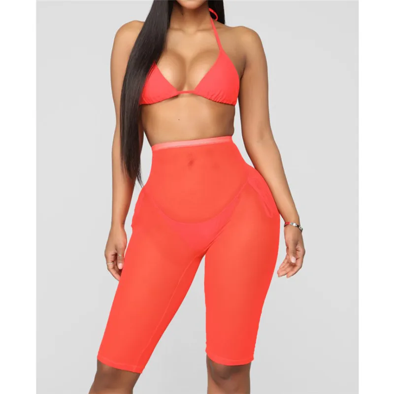 Прозрачные женские шорты-бикини прозрачные летние однотонные шорты с высокой