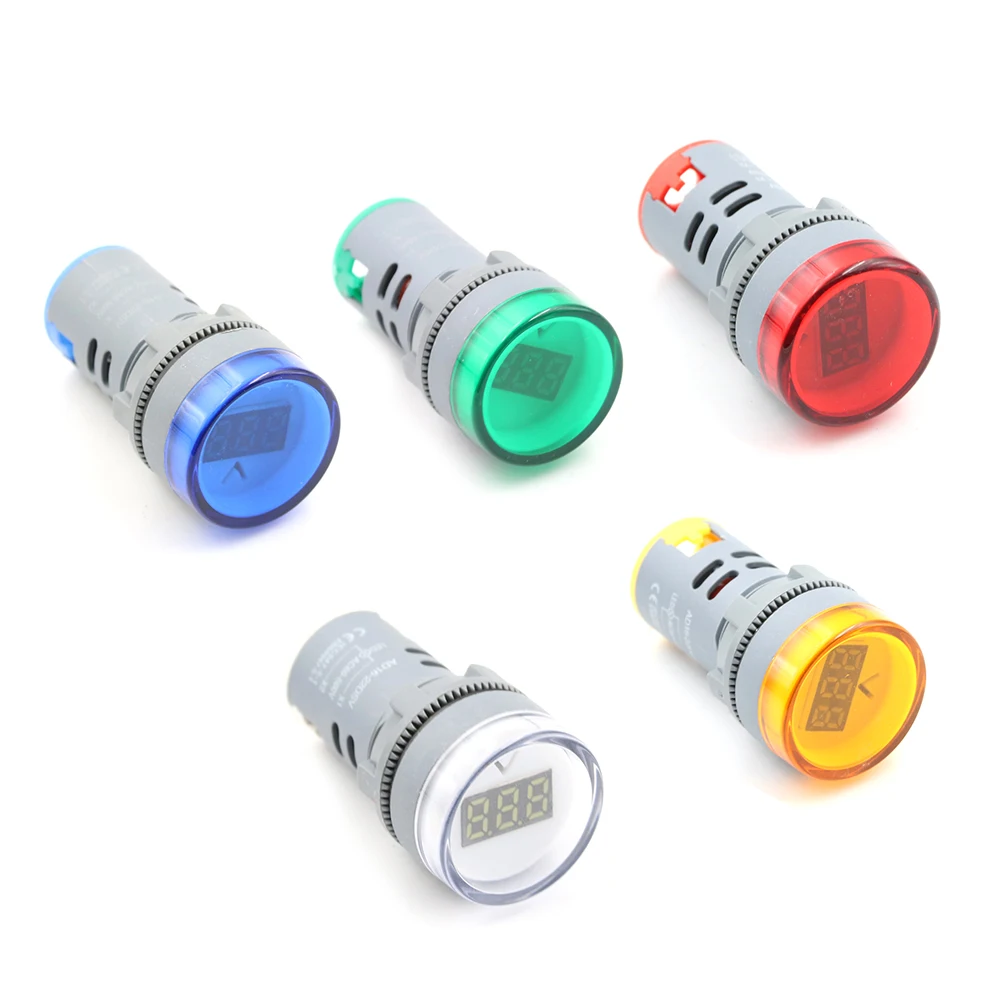 

28mm LED Digital Display Voltmeter Lights Tester Combo AC Gauge Volt Voltage Meter Indicator Signal Lamp Measuring Range 60-500V