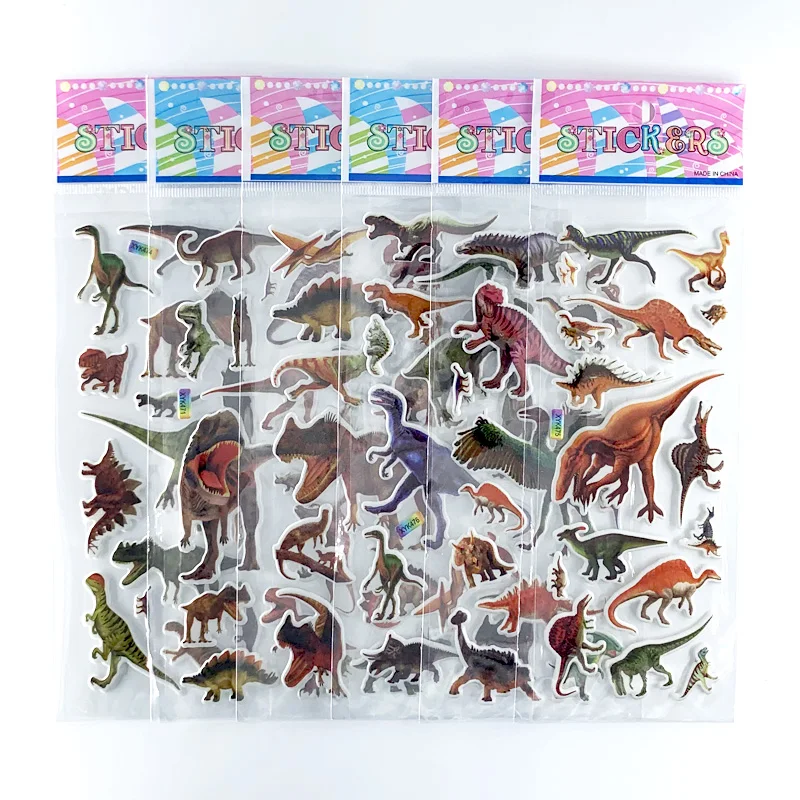 Juego de 12 hojas de pegatinas de dibujos animados en 3D para ni&ntilde;os, pegatinas de dibujos animados de animales, Burbuja de PVC, abalorios de manualidades para ni&ntilde;os, regalos para ni&ntilde;os-1