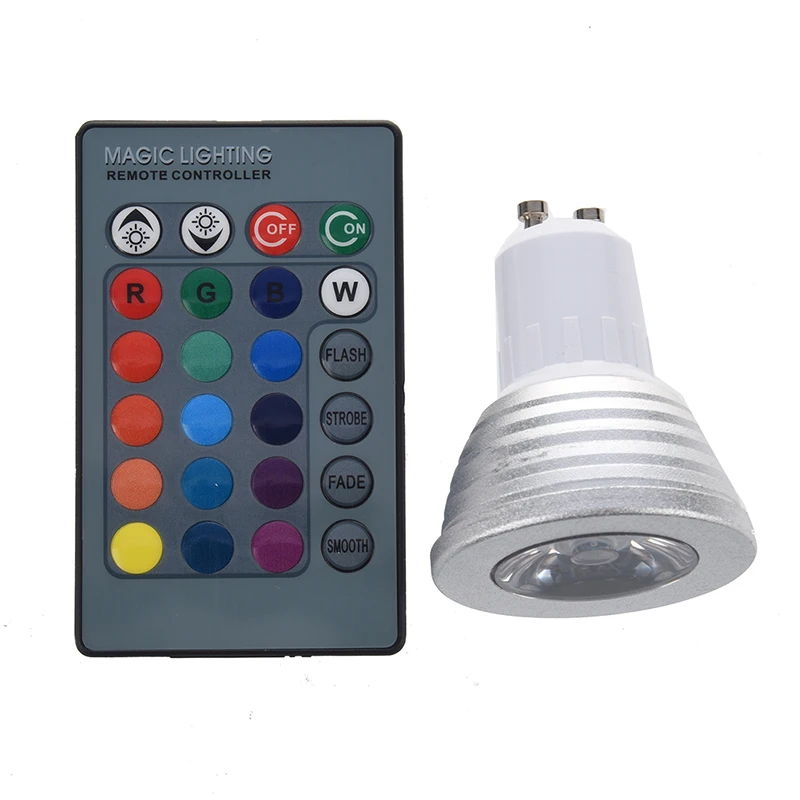 Затемняемый GU10 RGB Светодиодный прожектор лампа изменение цвета с пультом