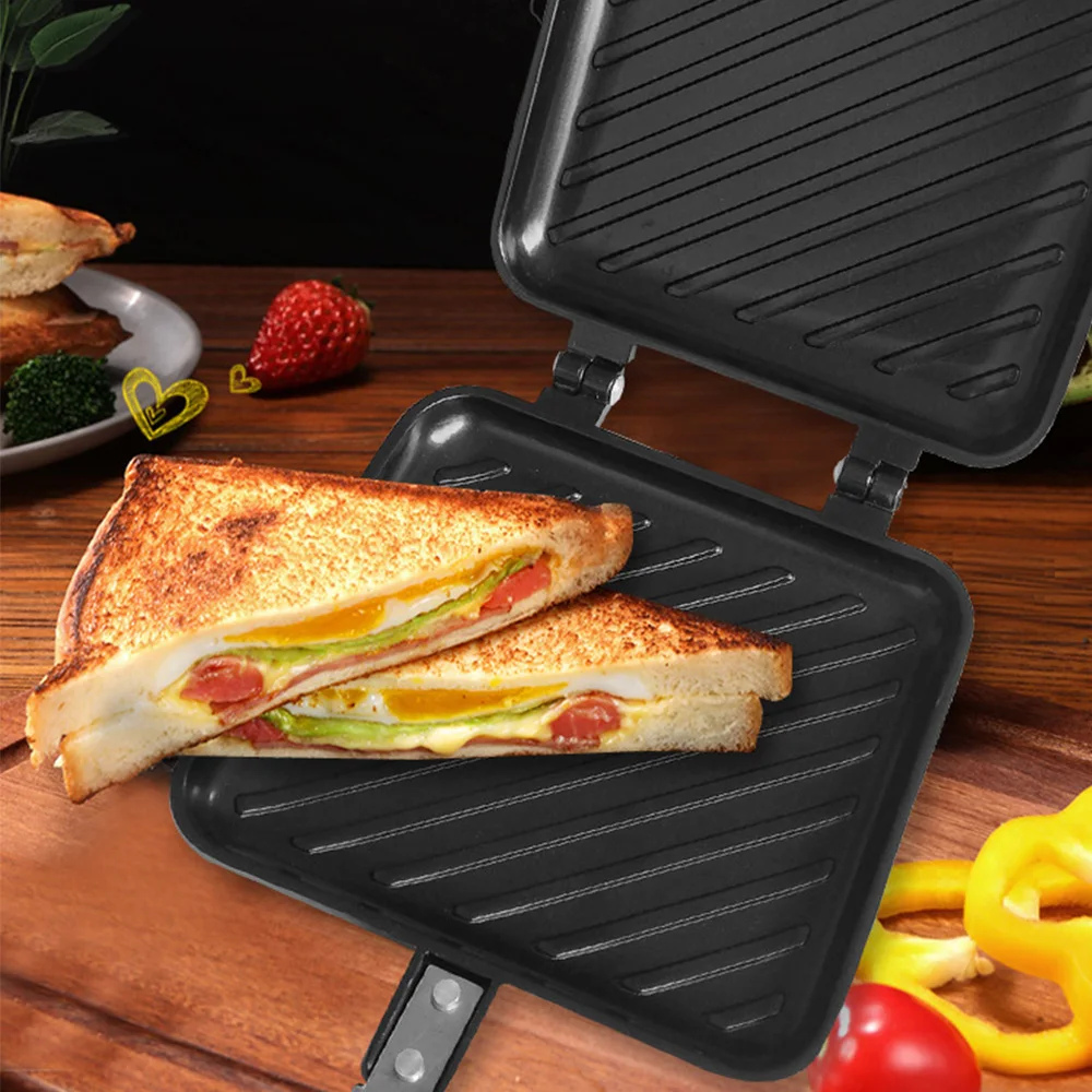 

1pc Gas Non-Stick Sandwich Maker Iron Bread Toast Breakfast Machine Waffle Pancake Baking Barbecue Oven Mold Grill Frying Pan