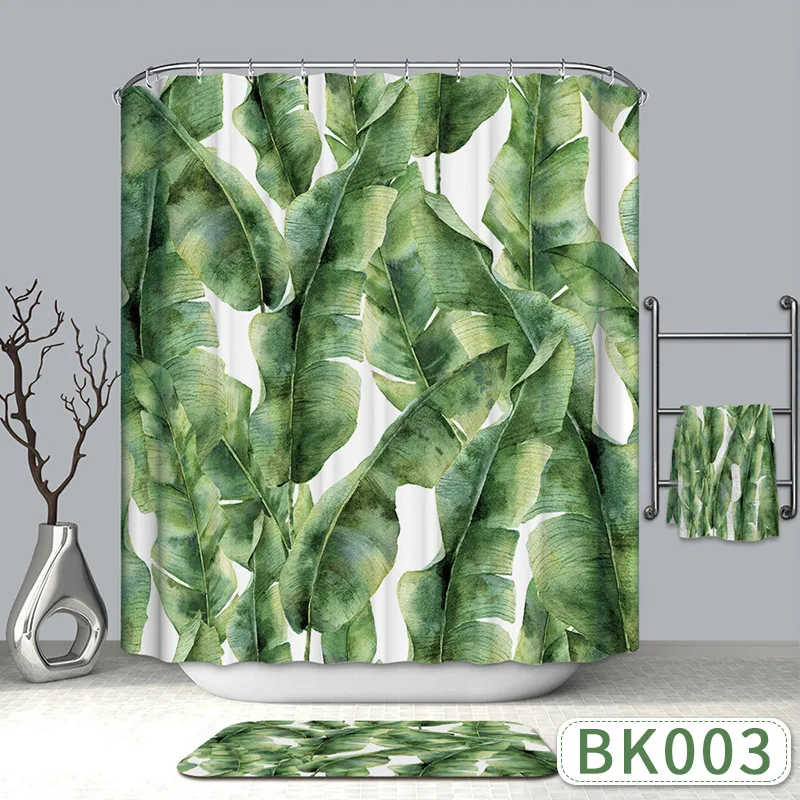 Современная 3d зеленая тропическая занавеска для душа с растениями ванная