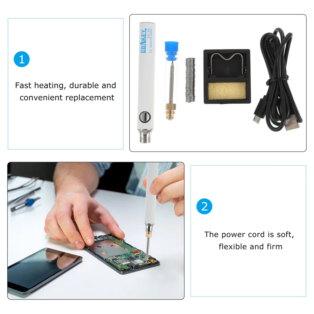 

1 Set Soldering Iron USB Charging Soldering Iron 5V 8W Adjustable Temperature