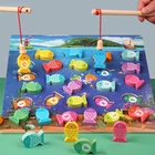 Деревянные буквенно-цифровые игрушки Монтессори для дошкольников, магнитная игра в рыбалку, детская головоломка, Обучающие пособия, игрушка для раннего развития детей