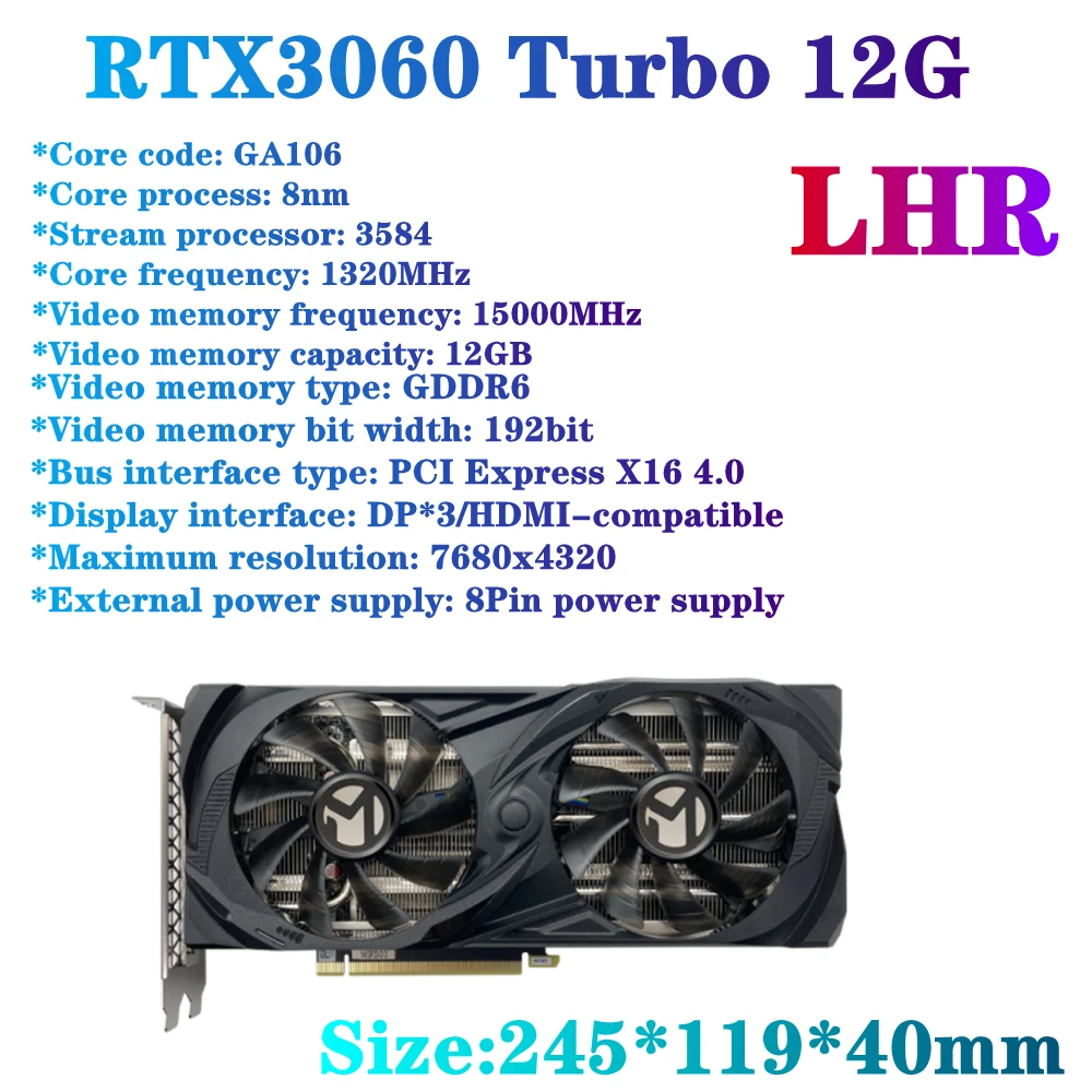 Видеокарта MAXSUN RTX 3060 3070 8 ГБ/12 Гб GDDR6 8nm 192bit PCI Express X16 4 0 для настольных компьютеров |