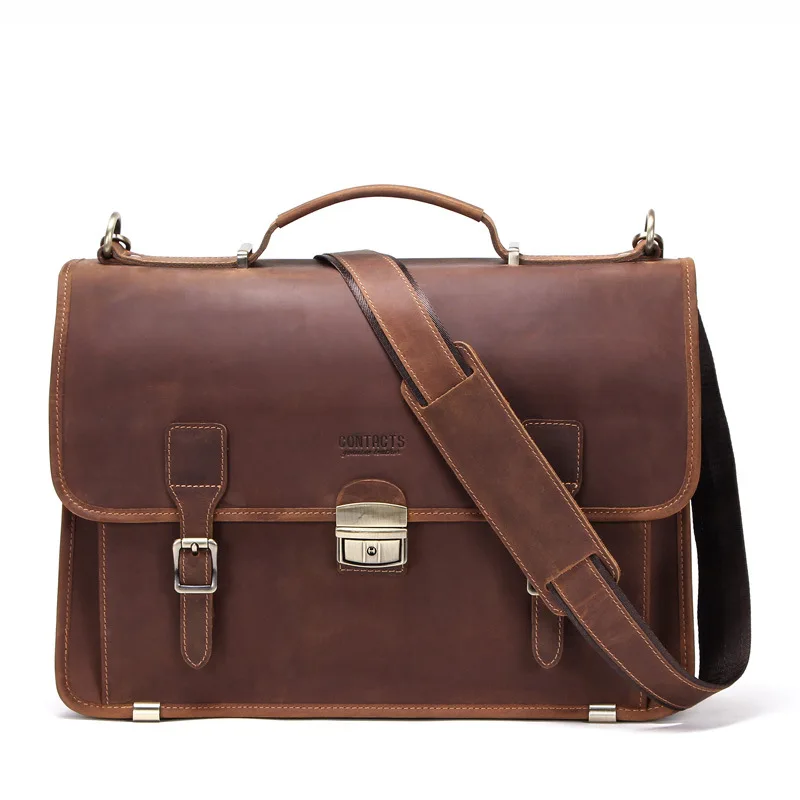 

Retro design men's leather handbag, 14 inch Laptop, leather wallet, suitcase