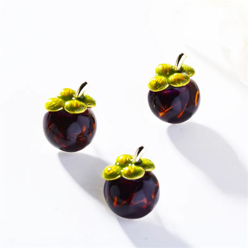 

Lovely Fruit Purple Mangosteen Brooches For Women Small Collar Pin Clothes Hat Accessories Enamel Bag Badge Pins Broche Jewelry