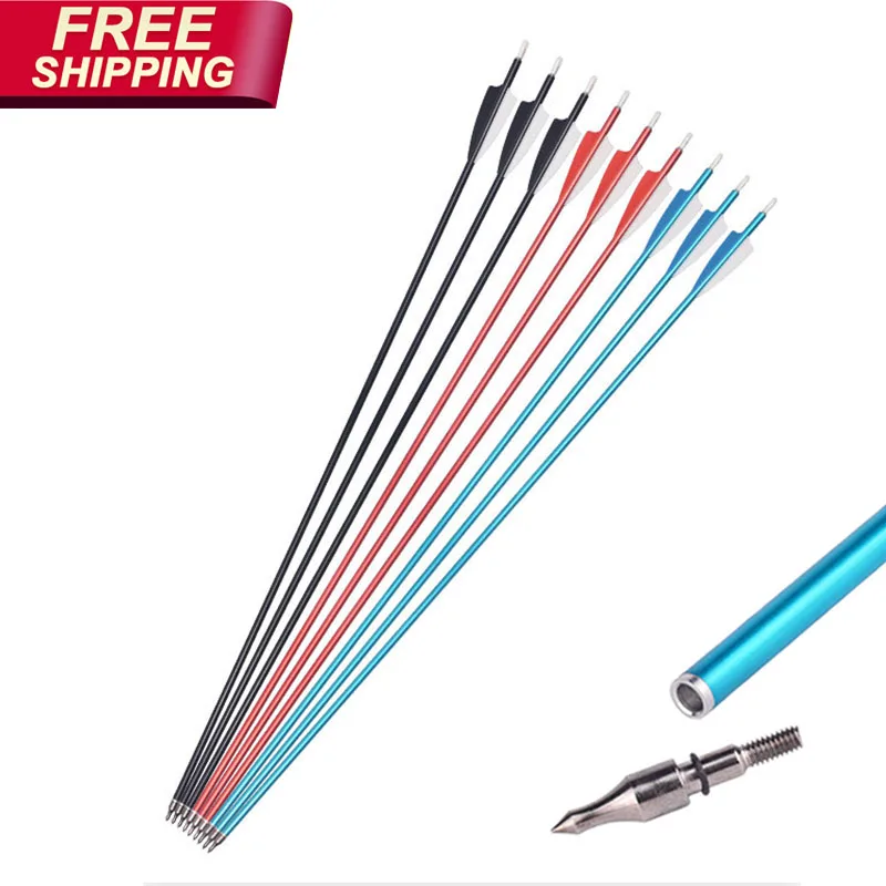 

31.7 Inches Aviation Aluminum Arrow Diameter 7.6mm Spine 450 for Compound/Recurve Bow Archery Hunting Shooting