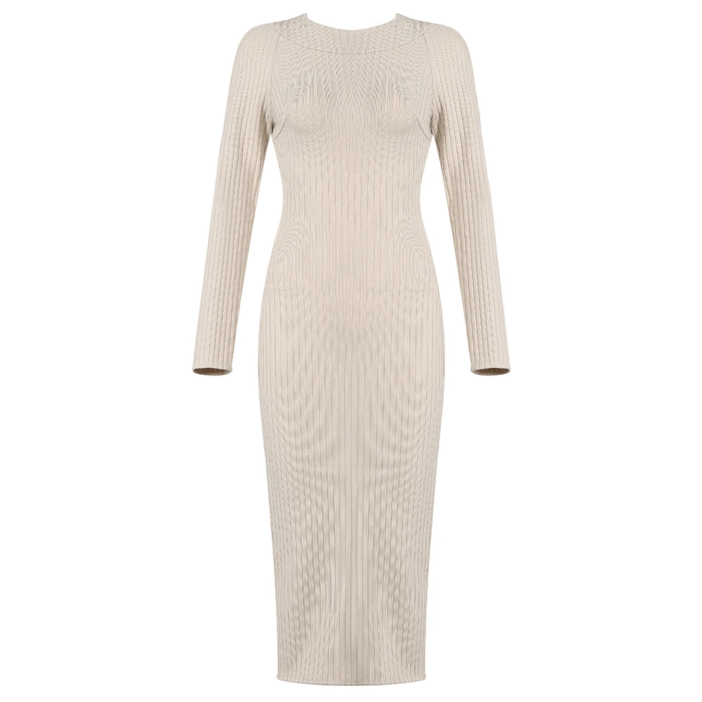 Облегающее Бандажное платье с длинным рукавом вечерние элегантные длинное