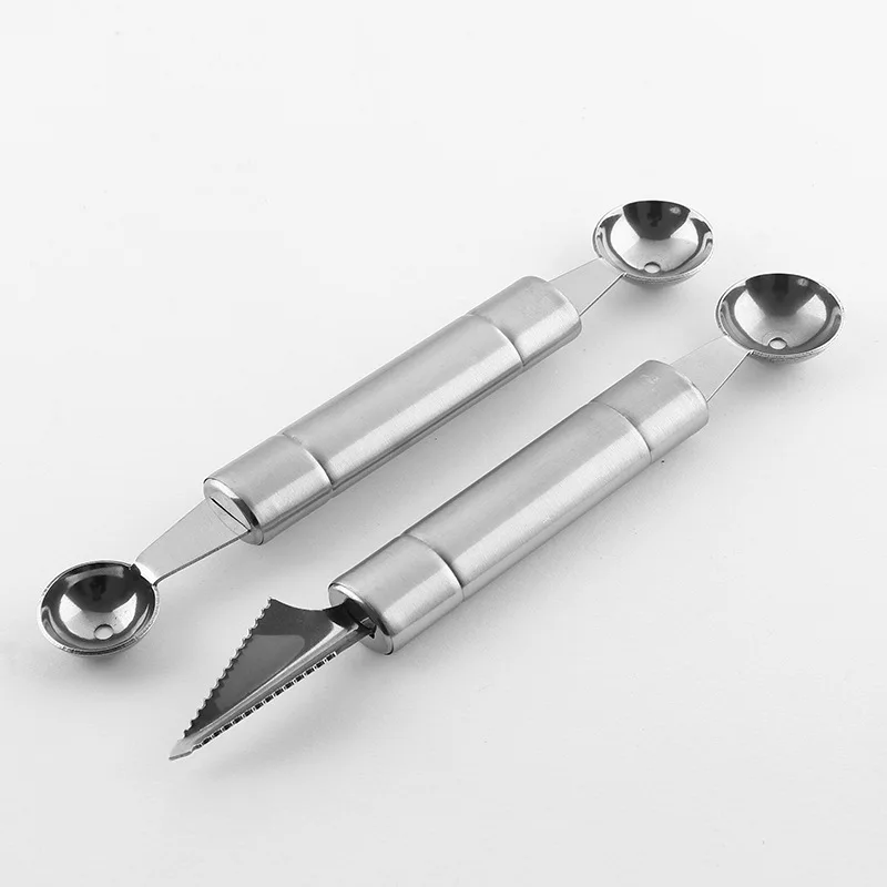 Маленький нож для фруктов из нержавеющей стали с двойной головкой шаровой резец