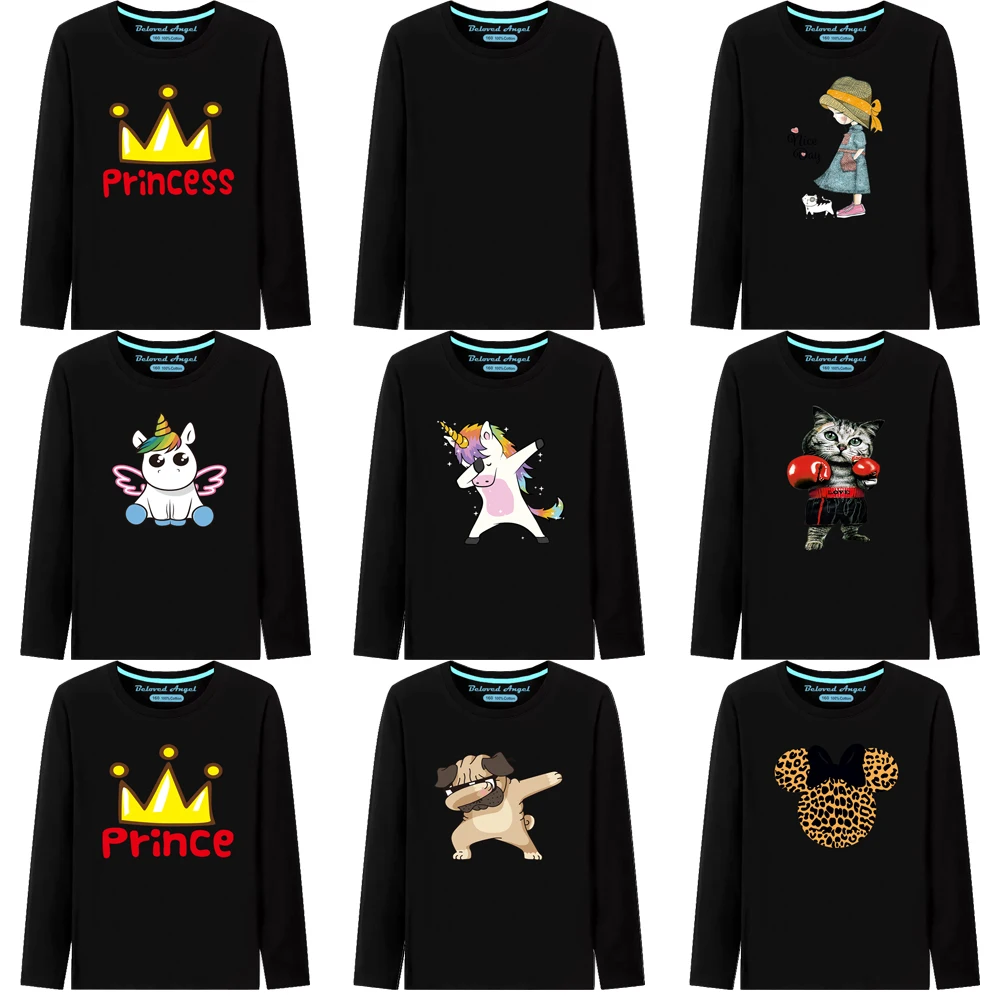 

Забавная футболка с единорогом, мультяшная футболка с длинным рукавом для детей, для мальчиков, 3D рисунок в ночное время, Графические Топы в ...