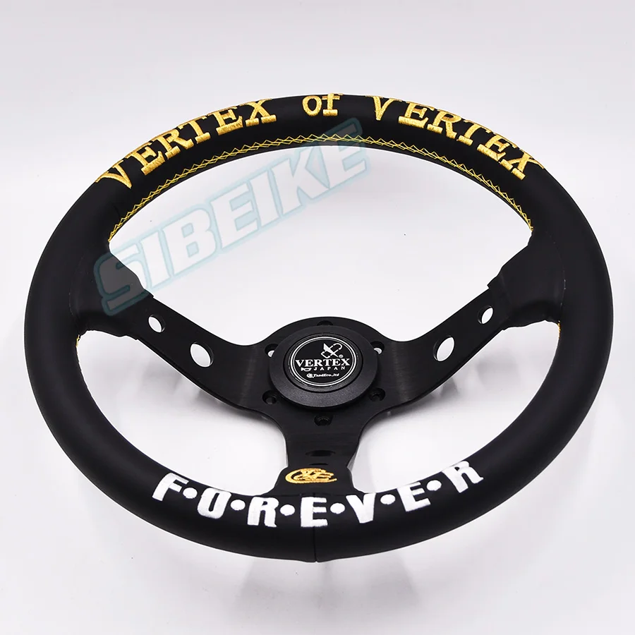 Кожаное глубокое рулевое колесо Гоночное Спортивное Рулевое 13 дюймов/330 мм с