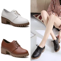 new ladies leather shoes 2022 summer casual rock shoes thick soled casual shoes pure color breathable womens shoes