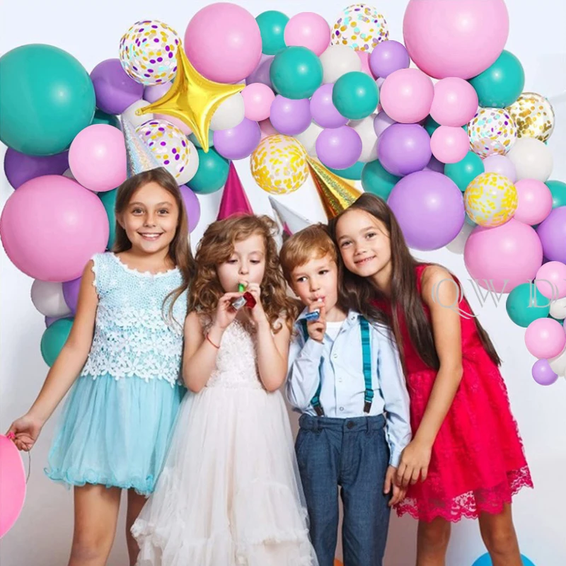 Kit de guirnalda de arco de globos de cumplea&ntilde;os de unicornio, 162 piezas, confeti dorado, cartel de feliz cumplea&ntilde;os, borla de papel, decoraci&oacute;n de fiesta tem&aacute;tica de ni&ntilde;a-5