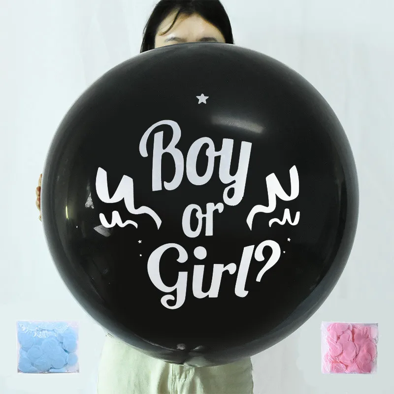 

Black Latex Ballon Big Boy Or Girl Balloon with Confetti Gender Reveal Globos for Baby Shower Gender Reveal Party Decoration