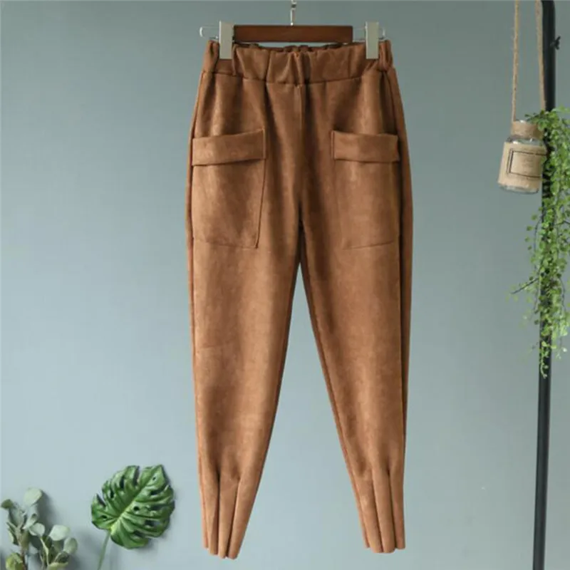 Теплые штаны-шаровары женские новые осенние зимние шерстяные брюки длиной до