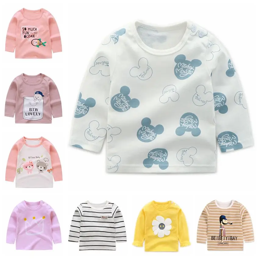 Футболка для маленьких девочек новая хлопковая футболка с длинными рукавами