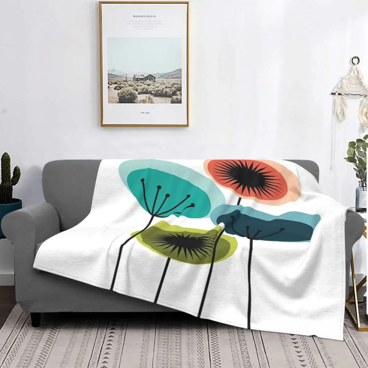 

Manta de flores de mediados de siglo, colcha de cama a cuadros, colcha de lino 150, manta doble a cuadros y fundas