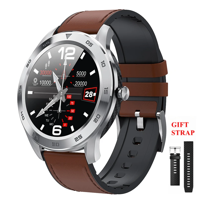 light brown leather LYKRY DT98 Bluetooth Вызов Смарт часы полный экран сенсорный IP68 Водонепроницаемый PPG сердечного ритма кровяного давления монитор для xiaomi huawei - Цвет: light brown leather