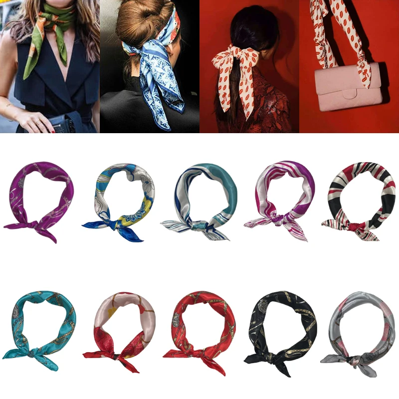 2020 новый модный шарф квадратный галстук атласный маленький шелковый кольцо