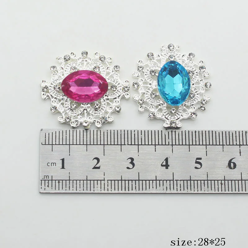 10 шт./лот маленькие 24*28 мм стразы из серебряного сплава декоративные пуговицы