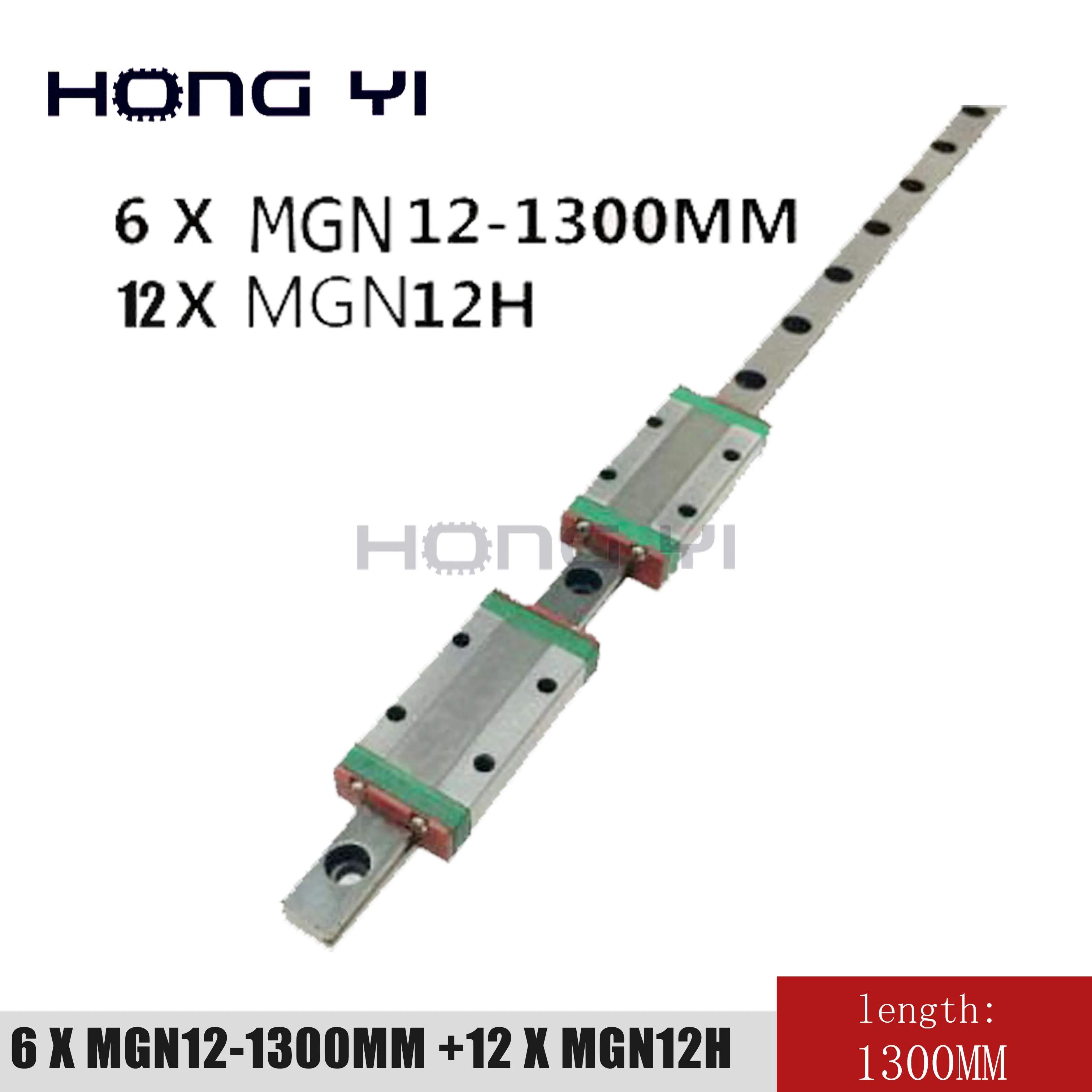 6 шт. 12 мм линейная направляющая MGN12 L = 1300 движения + MGN12H длинная каретка для ЧПУ X Y Z