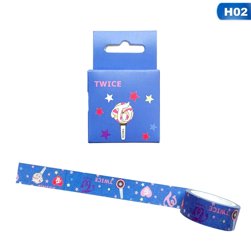 H02 Kpop TWICE EXO BLACKPINK SEVENTEEN GOT7 милая лента Васи бумага маскировки скрапбукинга Стикеры для ноутбука DIY 1,5 см* 5 м - Цвет: H02