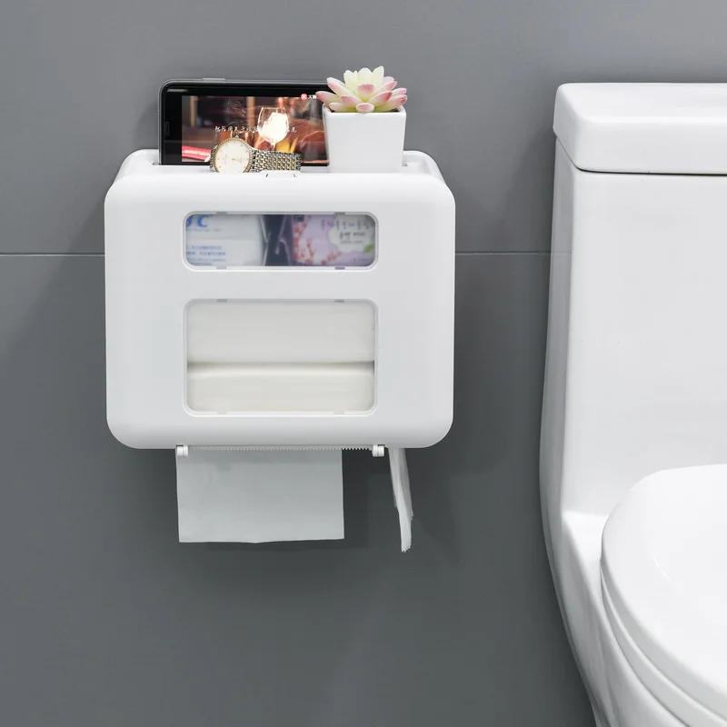 4 Color Double Layer Toilet Paper Holder Tissue Box Wall Mount Multifunction Waterproof Bathroom Storag Durable Home | Дом и сад