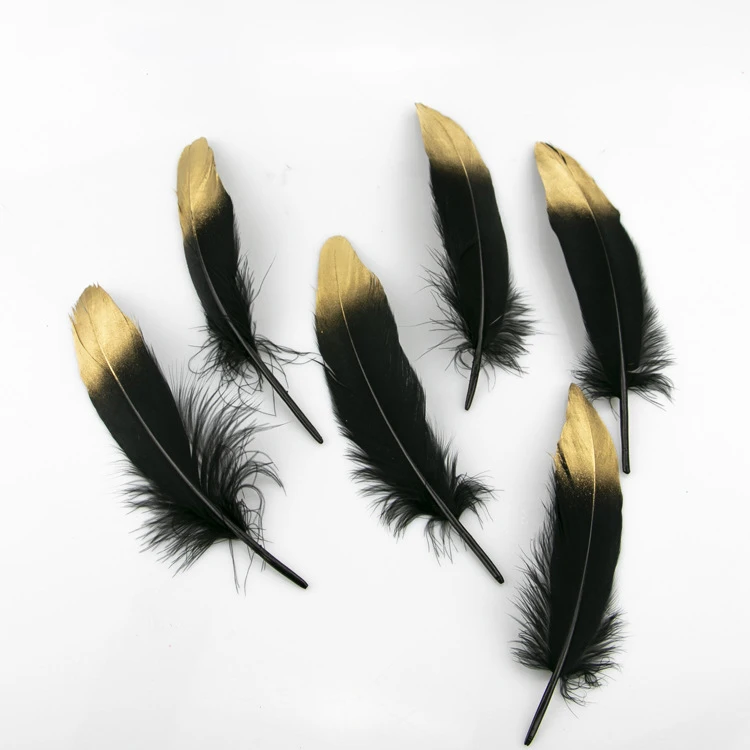

10pcs Gold Goose Feather 15-20cm Plume Handmade DIY Decorative Accessories Jewelry Making Golden Feather Pen juju Hat Deco