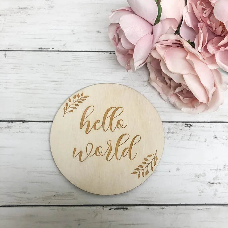 Знак объявления о рождении Здравствуйте персонализированный деревянный круг