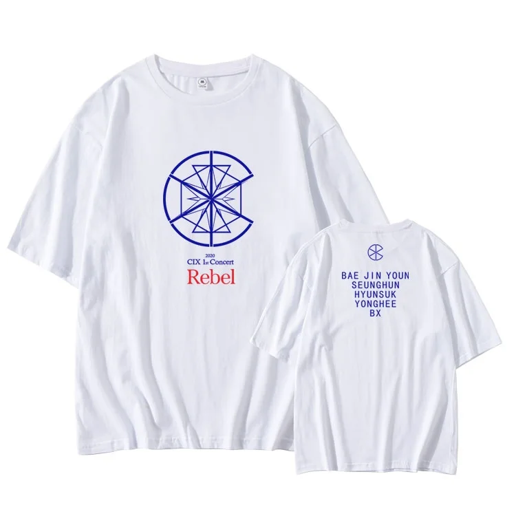 

New arrival kpop cix 1st concert rebel all member names printing o neck t shirt summer unisex dropped shoulder sleeve t-shirt