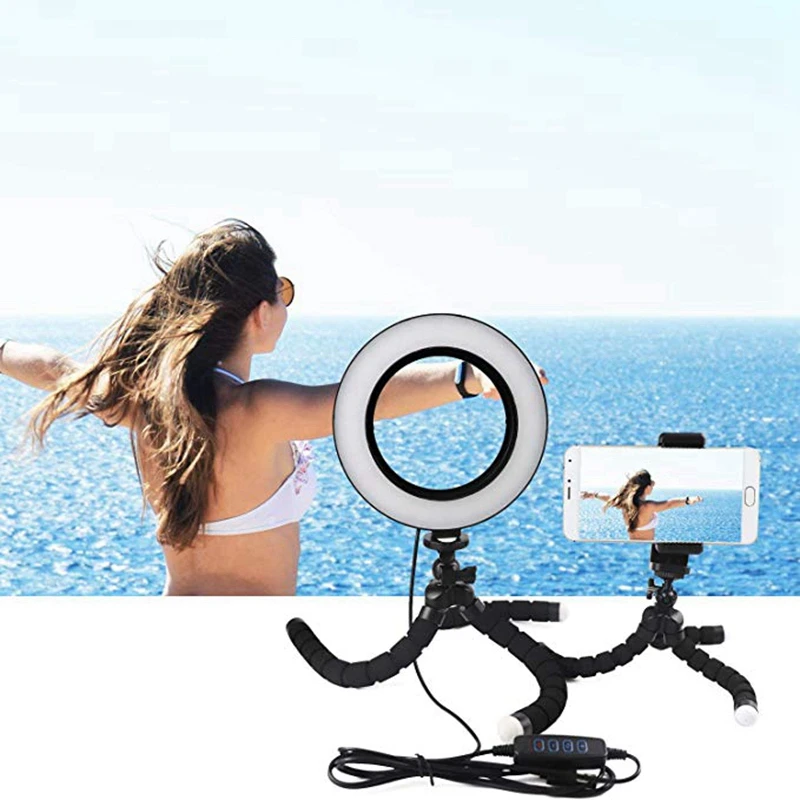 Светодиодный кольцевой светильник с осьминогом Портативный Гибкий штатив