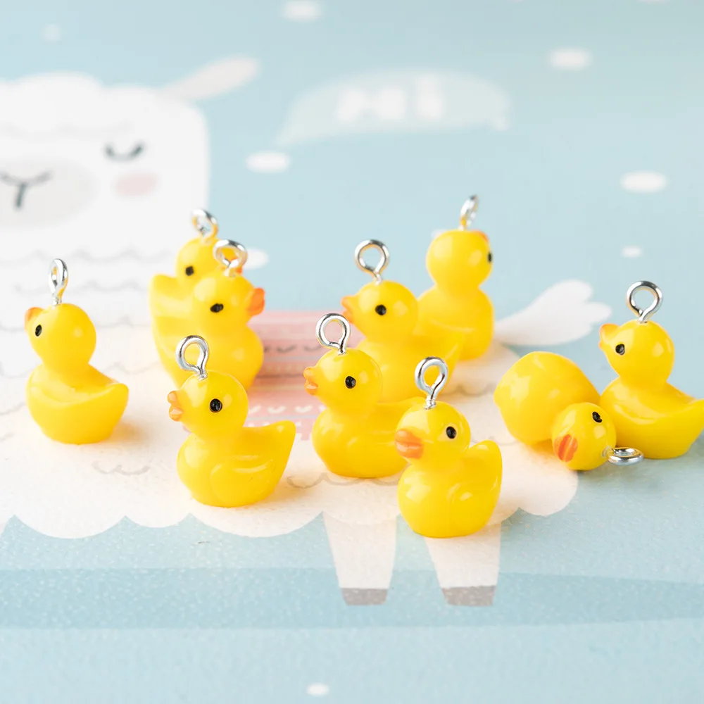 

10pcs 13*19mm Yellow Enamel Resin Mini Duck Charms for Necklace Earring Making Cute Animal Pendants DIY Jewelry Accessories