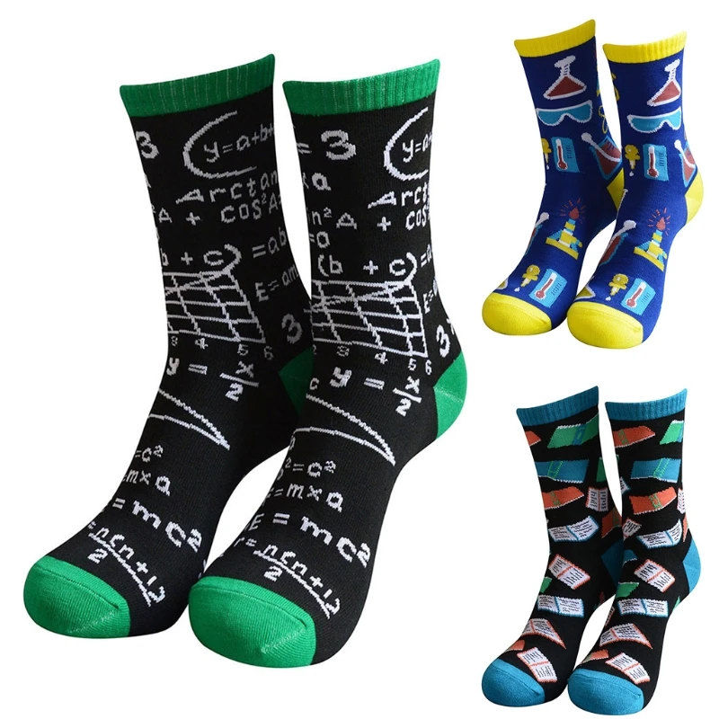 

Novelty Funny Saying Crew Socks Colorful Books Science Math Letters Hosiery Gift 6XDA