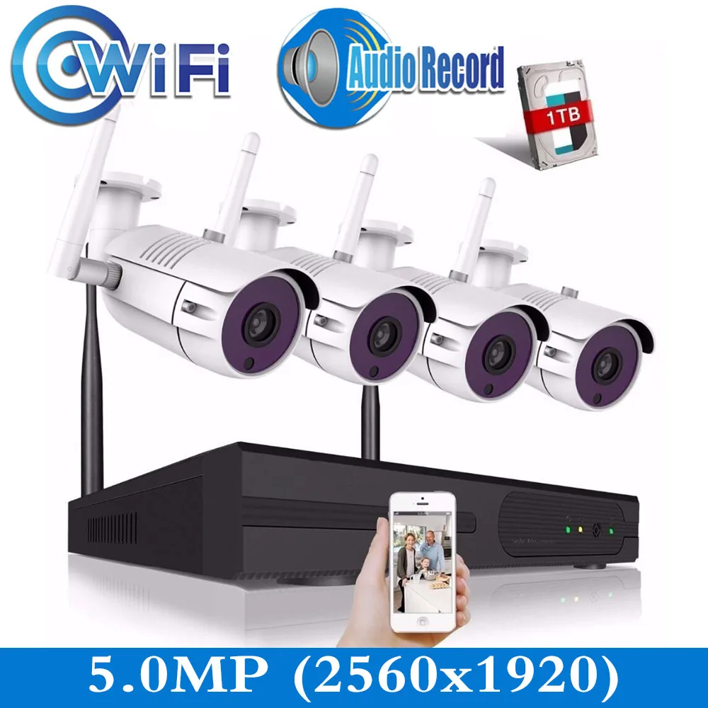 Система видеонаблюдения NVR H265/H264 4 канала 5 Мп Wi Fi 2560x1920|Система наблюдения| |