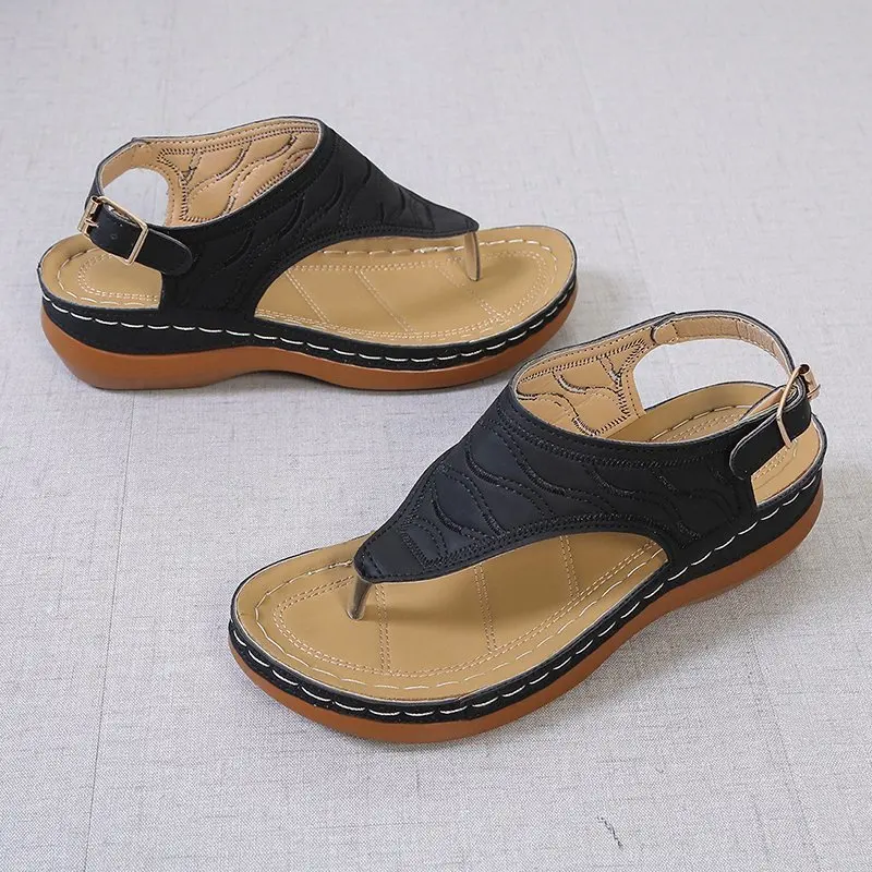 

Women's Sandals Ladies Clip Toe Wedges Sandals 2021 Fashion Embroidery Platform Buckle Casual Female Beach Women Shoes Summer